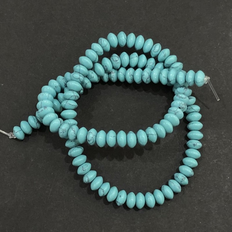Turquoise Beads Smooth Rondelle, diameter 6x3mm +/-, length 39cm +