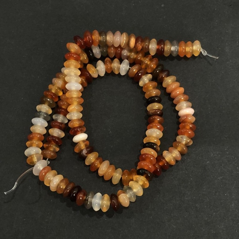 Natural Stone Beads on a Thread Carnelian Smooth Rondelle, diameter 6x3mm +/-, length 39cm +