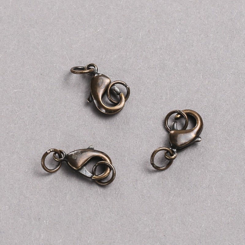 Findings Lobster Clasp 8x12mm Metal Dark Chocolate