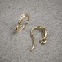 Earring Hooks with White Rhinestones, Yellow Metal 14x2.5mm pair