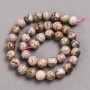 Natural Stone Beads on a Thread Rhodochrosite Smooth Round Bead, diameter 10mm +/-, length 38cm +