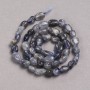 Natural Stone Beads on a Thread Iolite Tumbled, diameter 8x6mm +/-, length 39cm +