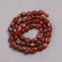 Natural Stone Beads on a Thread Red Jasper Tumbled, diameter 8x6mm +/-, length 39cm +