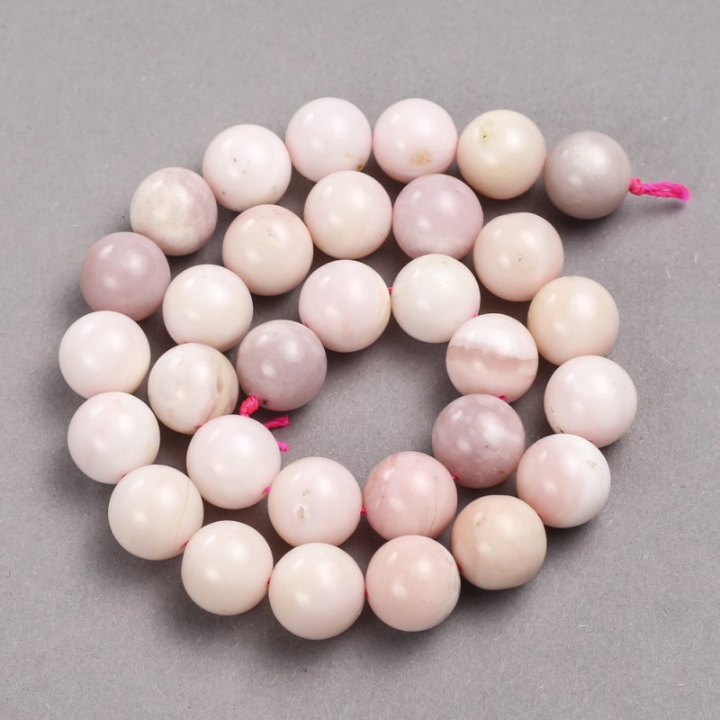 Natural Stone Beads on String Pink Opal Smooth Round, Diameter 13mm +/-, Length 39cm+
