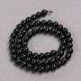 Black Tourmaline Beads natural stone smooth sphere, diameter 6mm±, length 39cm± on thread
