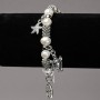 Elasticated River Pearl Bracelet with Silver-Tone Inserts and Pendants, diameter 8-10mm+-, length 18cm+