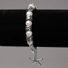 Elasticated River Pearl Bracelet with Silver-Tone Inserts and Pendants, diameter 8mm+-, length 18cm+