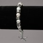 Elasticated River Pearl Bracelet with Silver-Tone Inserts and Pendants, diameter 8mm+-, length 18cm+