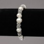 Elastic bracelet with freshwater pearls with silver inserts and crystals, diameter 8mm+-, length 18cm+-