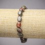 Elastic Bracelet, Natural Picasso Jasper Stone, Smooth Oval Beads, Diameter 10x8mm+/-, Length 18cm+