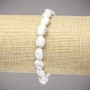 Elastic Bracelet, Natural Cacholong Stone, Smooth Oval Beads, Diameter 10x8mm+/-, Length 18cm+