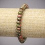 Bracelet on elastic band made of natural stone Jasper Heliotrope Unakite smooth rondelle, diameter 8x5mm+/-, length 18cm+