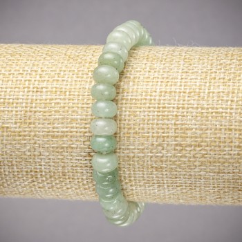 Bracelet on elastic band made of natural stone Jade smooth rondelle, diameter 8x5mm+/-, length 18cm+
