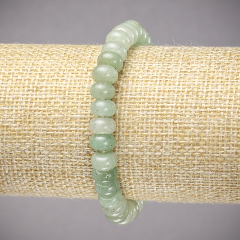 Bracelet on elastic band made of natural stone Jade smooth rondelle, diameter 8x5mm+/-, length 18cm+