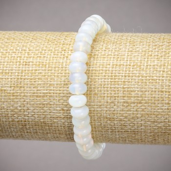 Bracelet on elastic band Moonstone (synthetic) smooth rondelle, diameter 8x5mm+/-, length 18cm+