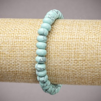 Bracelet on elastic band Turquoise (imitation) smooth rondelle, diameter 8x5mm+/-, length 18cm+