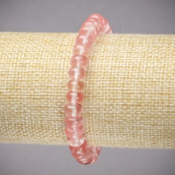 Bracelet on elastic band made of natural stone Chalcedony smooth rondelle, diameter 8x5mm+/-, length 18cm+