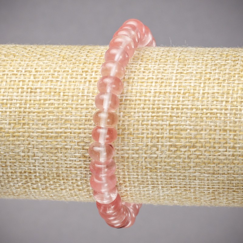Bracelet on elastic band made of natural stone Chalcedony smooth rondelle, diameter 8x5mm+/-, length 18cm+