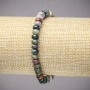 Bracelet on elastic band made of natural stone Green Jasper smooth rondelle, diameter 6x4mm+/-, length 18cm+