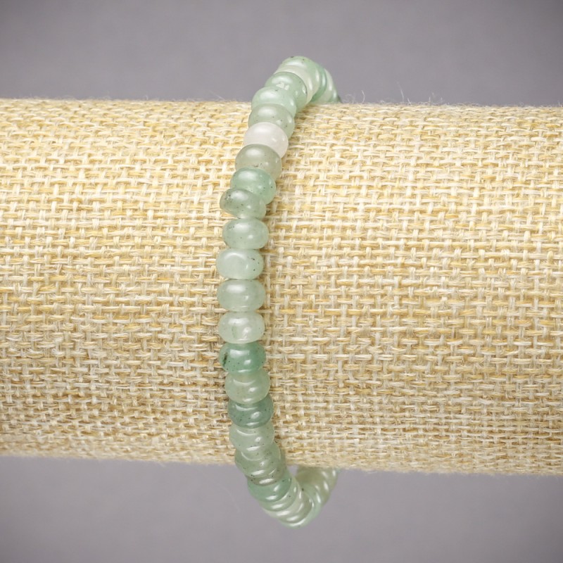 Bracelet on Elastic Band, Natural Jade Smooth Rondelle, Diameter 6x4mm+-, Length 18cm+