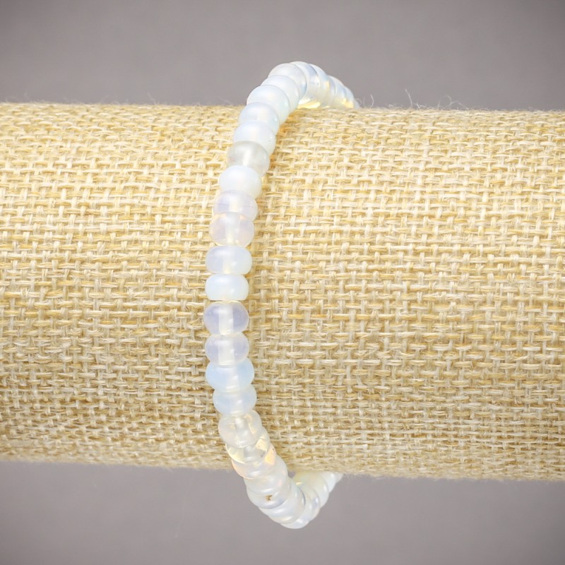 Bracelet on Elastic Band, Moonstone (Synthetic) Smooth Rondelle, Diameter 6x4mm+-, Length 18cm+