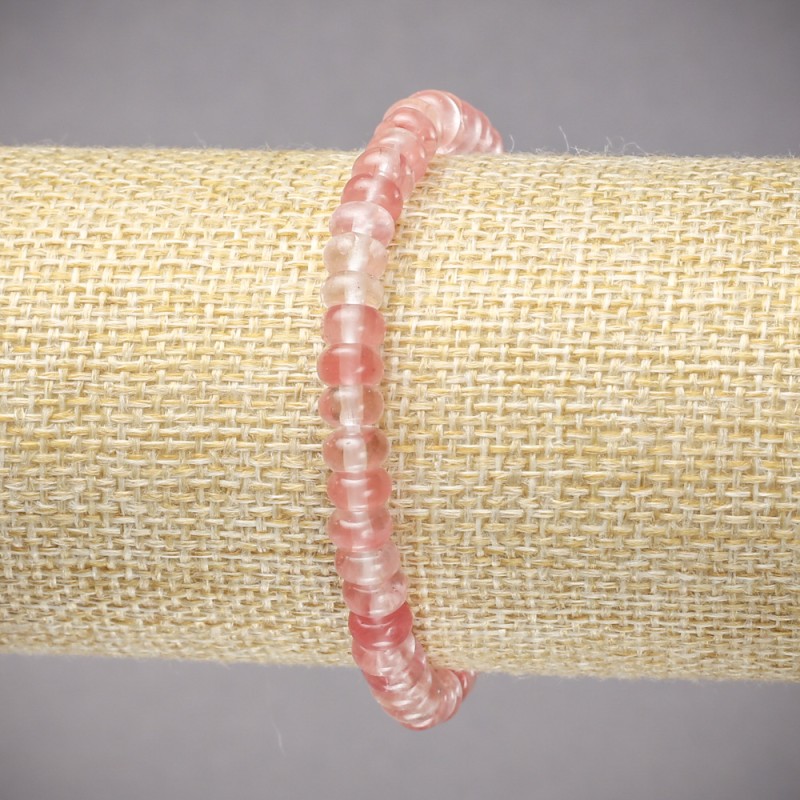 Bracelet on Elastic Band, Natural Chalcedony Smooth Rondelle, Diameter 6x4mm+-, Length 18cm+