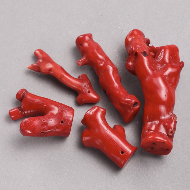 Natural Red Coral with Hole 45x15mm+-, Assorted Sizes (1 pc)