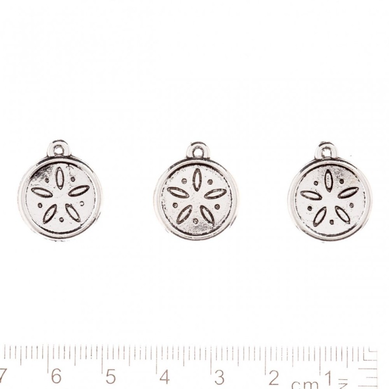 Findings "Medallion Petals Ornament" Pendant silver colour pack 20g +/- 8pcs