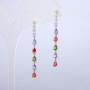 Xuping Earrings, Stud Earrings, Rhodium with White Rhinestones and Crystals, Length 42mm+