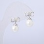 Xuping Earrings, Stud Earrings, Rhodium with White Bead, Diameter 18x12mm+