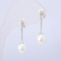 Xuping Earrings, Stud Earrings, Rhodium with White Bead, Length 28mm+