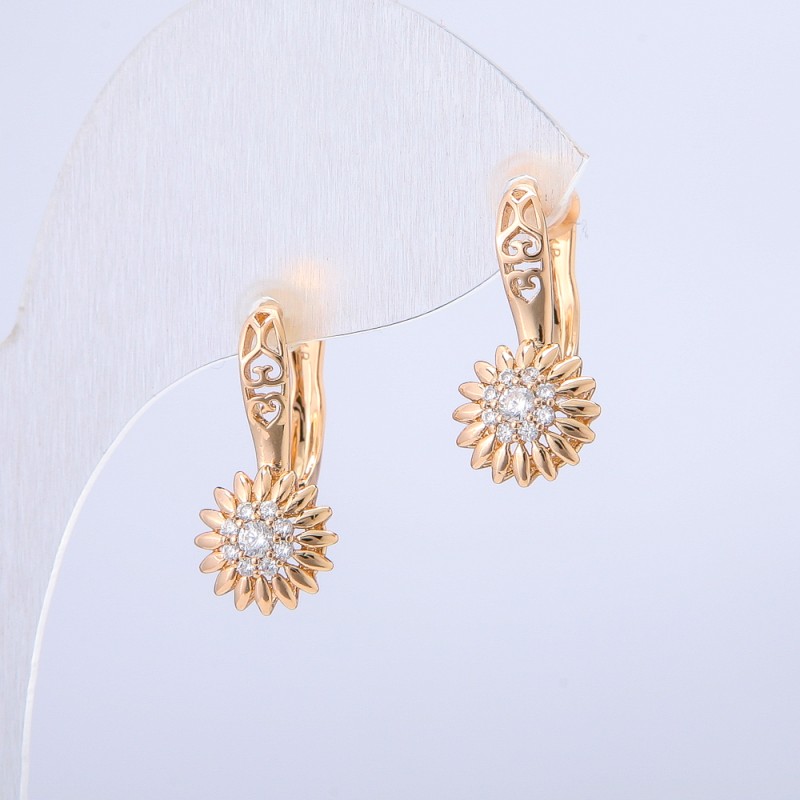 Earrings Xuping 18K Gold-Plated with White Crystals, 20x9mm Ø +