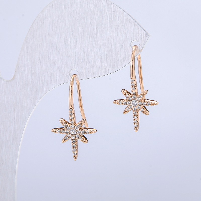 Xuping Earrings 18K Gold Plated with White Rhinestones, diameter 22x12mm +
