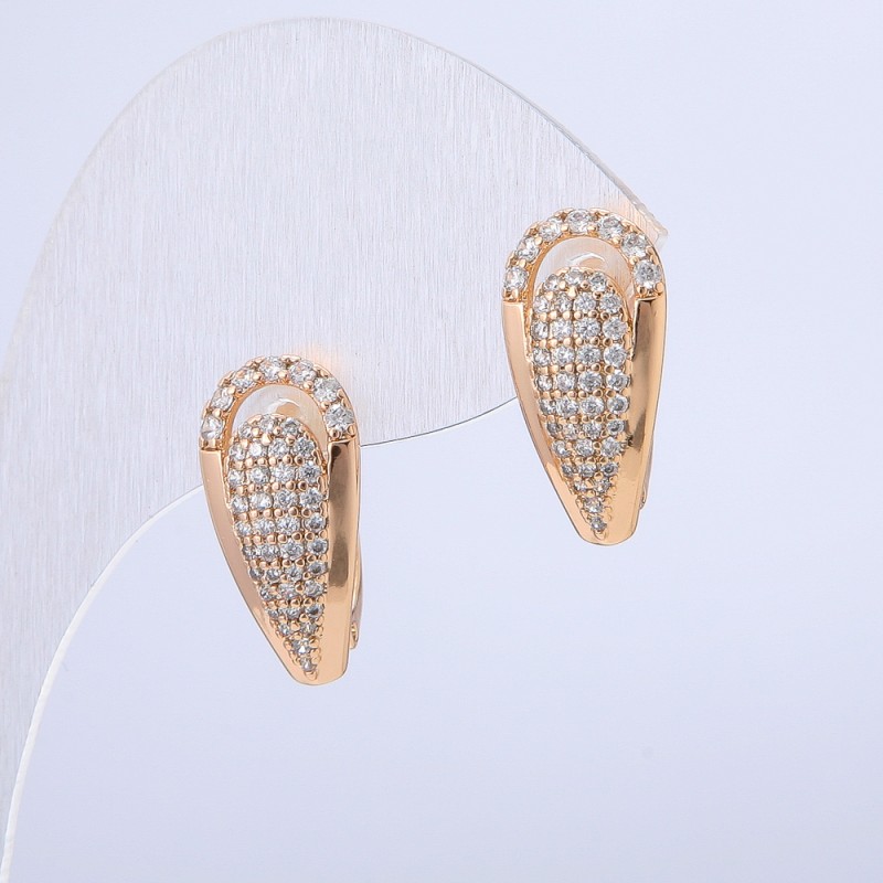 Xuping Earrings 18K Gold Plated with White Rhinestones, diameter 18x10mm +