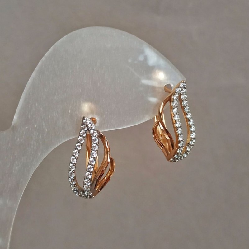 Xuping Earrings 18K Gold Plated with White Rhinestones, diameter 18x8mm +