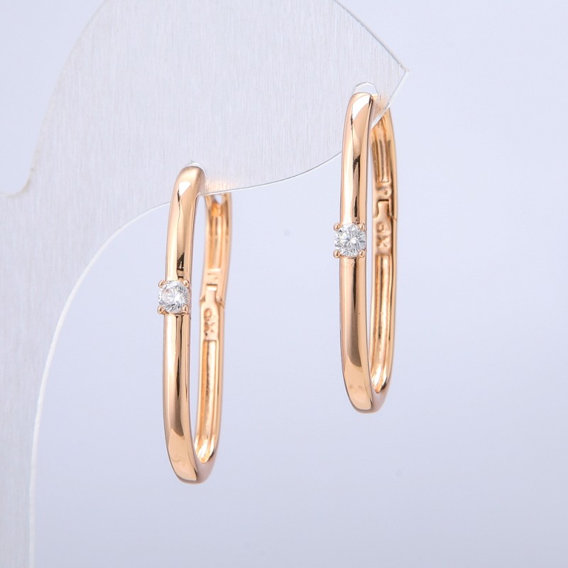 Xuping Earrings 18K Gold Plated with White Rhinestone, thickness 2.5mm + -, length 30mm +
