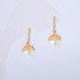 Xuping Earrings 18K Gold Plated with White Rhinestones and a Bead, length 22mm +