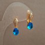 Xuping Earrings 18K Gold Plated with White Rhinestones and a Light Blue Crystal, diameter 20x6mm +