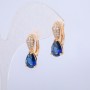 Xuping Earrings 18K Gold Plated with White Rhinestones and a Dark Blue Crystal, diameter 20x6mm +