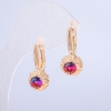 Xuping Earrings 18K Gold Plated with Blue-Raspberry Crystal, 27x10mm diameter +