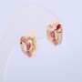 Xuping Earrings 18K Gold Plated with White Rhinestones and Red Crystals, 15x12mm diameter +
