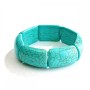 Elastic bracelet with green Turquoise with veining rectangular stones 20x30mm