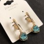 Xuping Earrings 18K Gold Plated with Light Blue Crystals, 10x26mm diameter +