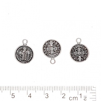 Findings "Saint" Pendant silver colour, diameter 12mm pack 20g +/- 35pcs
