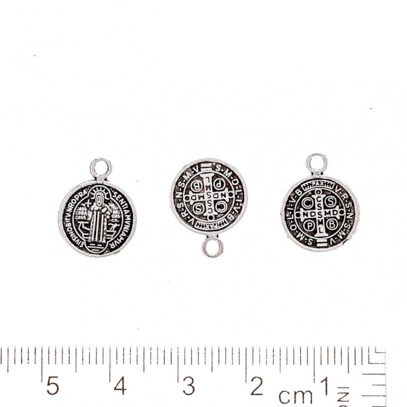 Findings "Saint" Pendant silver colour, diameter 12mm pack 20g +/- 35pcs