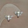 Xuping Rhodium Earrings with White Rhinestones and White Bead, 14mm diameter +