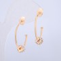 Xuping Stud Earrings 18K Gold Plated with White Stones, 24x6mm diameter +