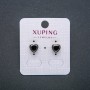 Xuping Heart Stud Earrings 18K Gold Plated with Black Crystal, 8mm diameter +