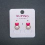 Xuping Heart Stud Earrings 18K Gold Plated with Pink Enamel and White Bead, 12x8mm diameter +