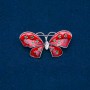 Sale! Butterfly Brooch, Golden Metal, Enamel and White Rhinestone 48x24mm +